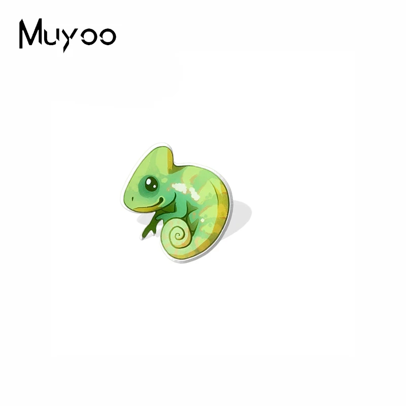 2022 New Arrival Fashion Cute Reptiles Crocodile Snake Green Anole Chameleon Viper Handcraft Epoxy Acrylic Lapel Pins Badge Pin