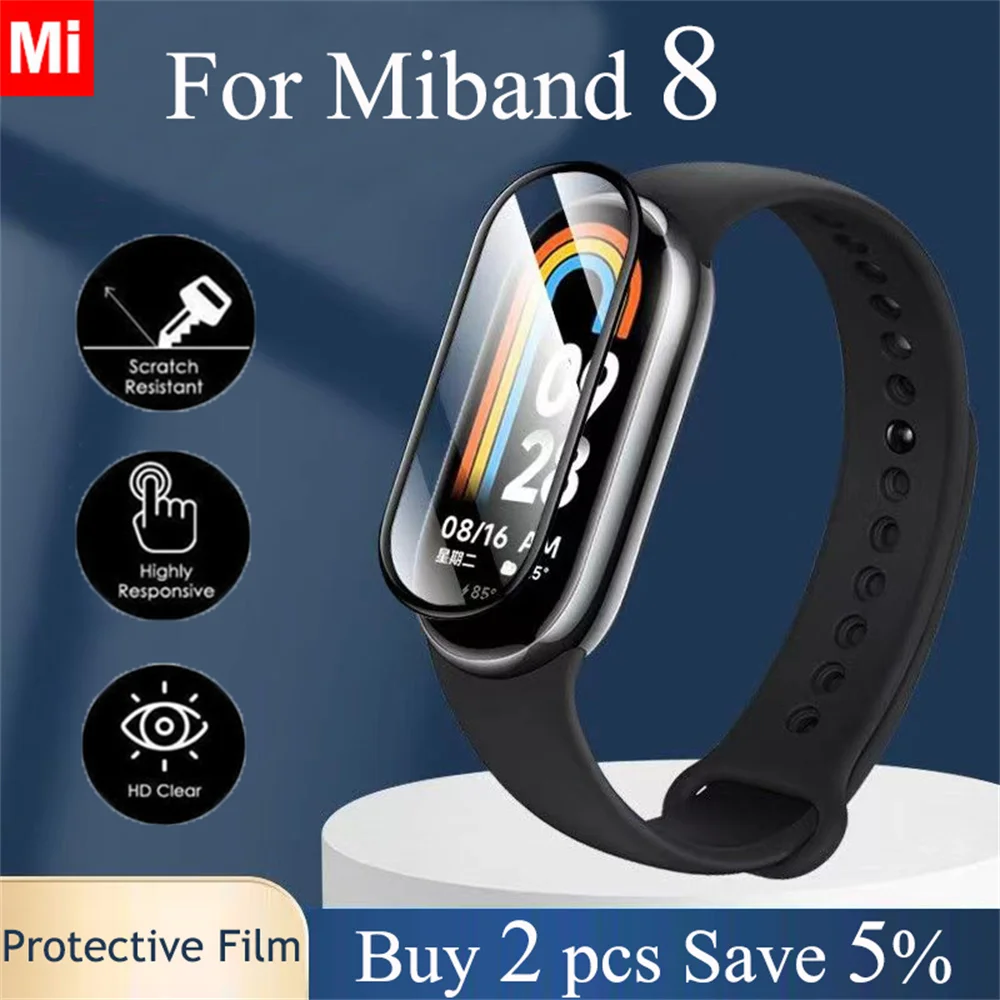 Protetor de Tela para Xiaomi Mi Band 8, Película Protetora, TPU Soft Glass, Miband8 Acessórios