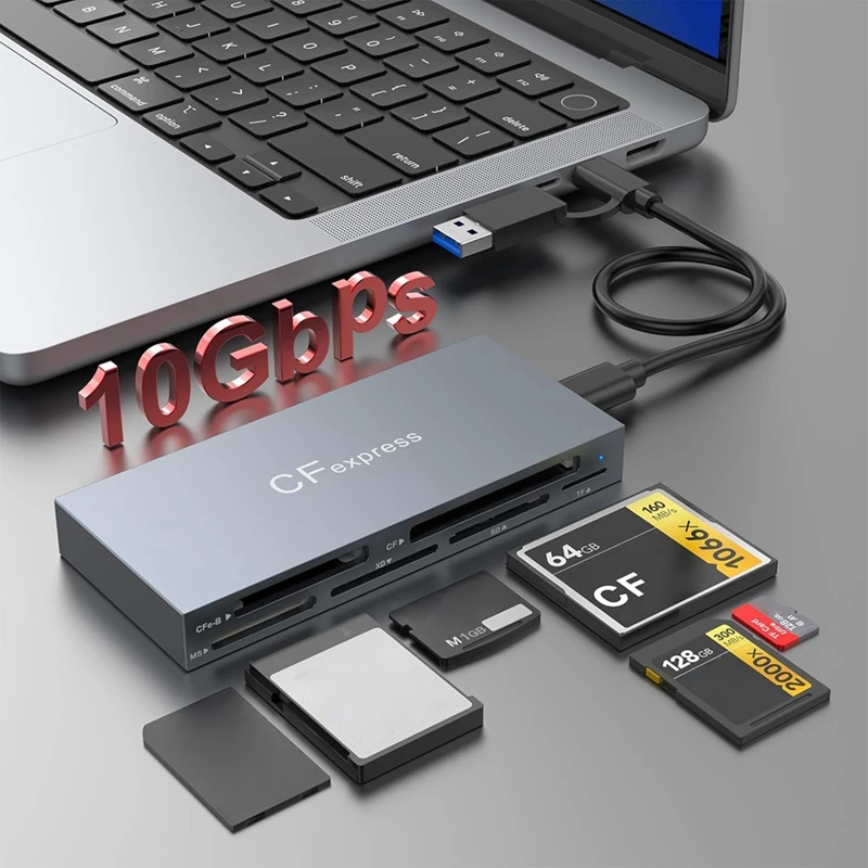 Устройство чтения карт Smart-6 в 1 Cfexpress Type B для Cfexpress Type B/SD/TF/CF/XD/MS, USB 3.2 Gen 2 10 Гбит/с, адаптер памяти Cfexpress