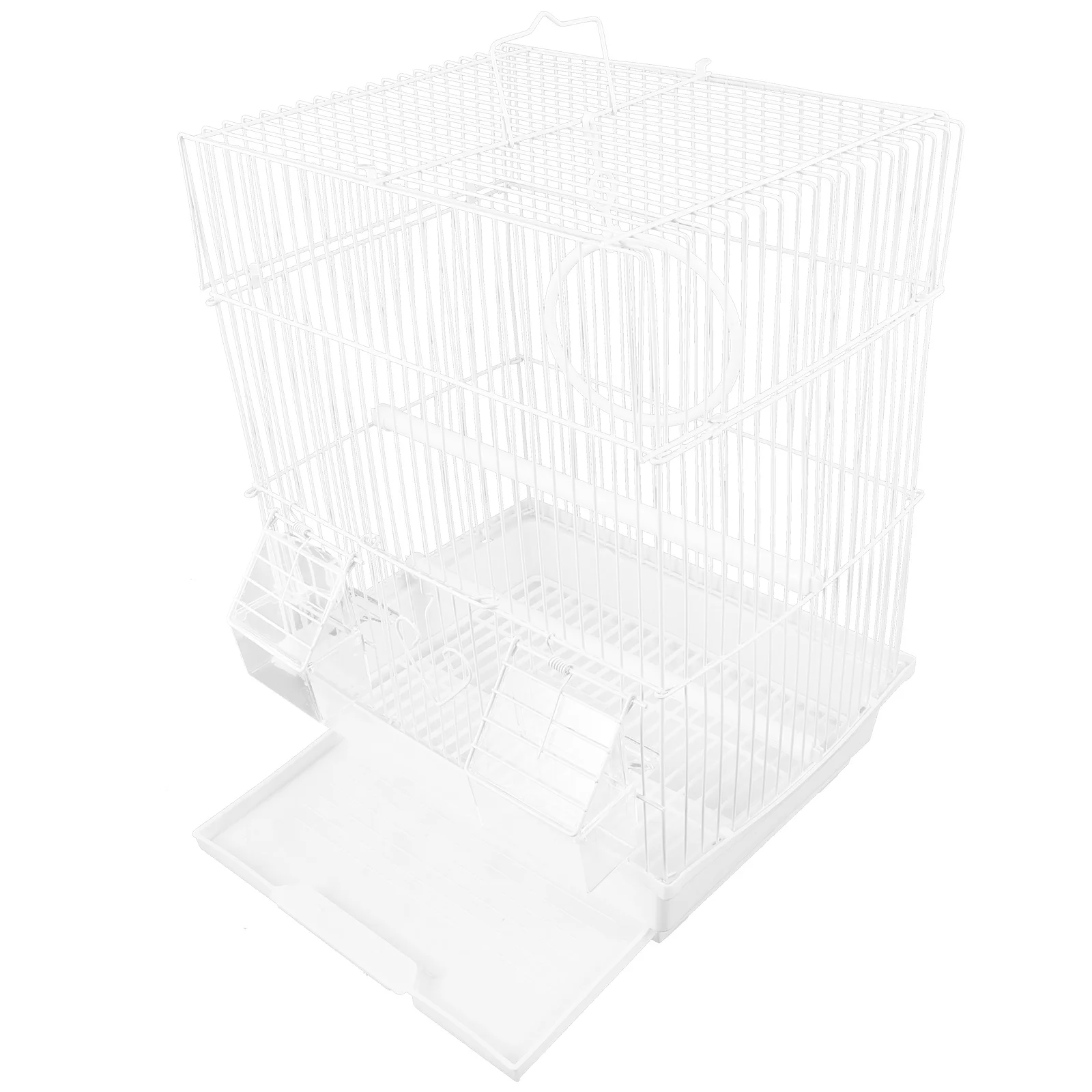 

Iron Bird Cage White Portable Parrot Travel Carrier Wire Structure Breathable Pet Bird Cage for Home Parakeet Cockatiel Cages