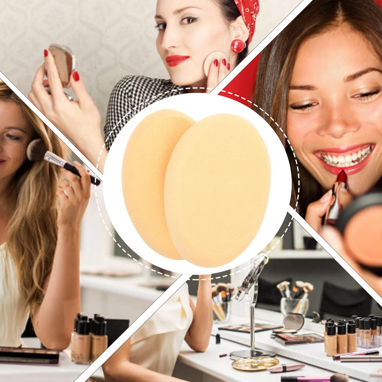 5Pcs Cream Powder Puff Oval Makeup Supple Makeup Tool for Loose Powder Foundation Simple Puff