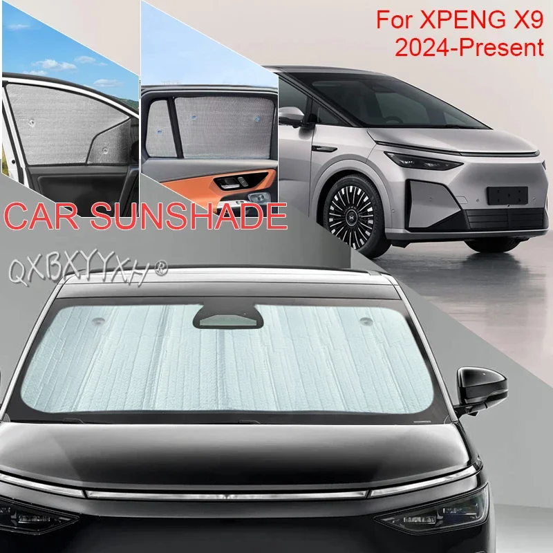 Car Aluminum Foil Sun Shade For XPENG X9 2026-Present Foldable UV Heat Insulation Windshield Sunshades Auto Protect Cover