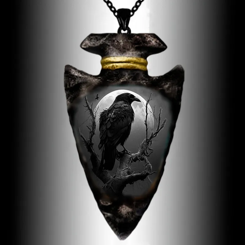 Gothic Crow Black Chain Pendant Necklace Hip Hop Necklace for Men Stainless Steel Jewelry Accessories Men Halloween Party Gifts