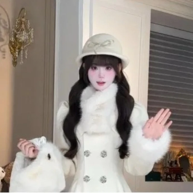 Vêtements d'hiver pour femmes, grande jupe, petit manteau, tempérament, fermeture à la taille, manteau chaud épais, vestes Socialite pour femmes