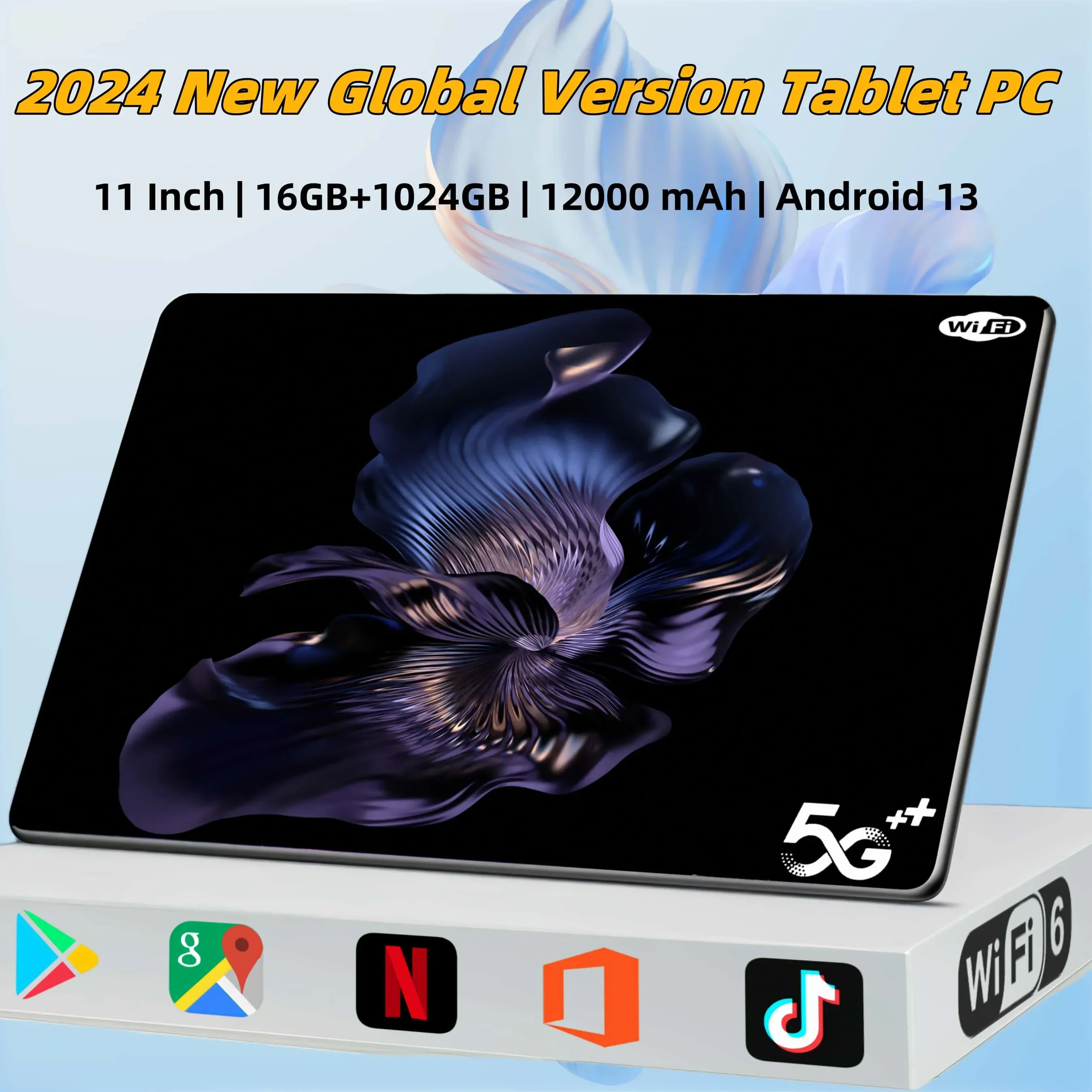 2024 5G tablette Android 13 tout neuf 11 pouces 16GB RAM 1TB ROM tablette 16MP 32MP 12000mAh 10 cœurs WIFI Bluetooth réseau tablettes PC