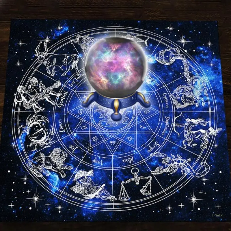 M5TC Square Flannel Tarot Altar Cloth Card Board Game Astrology Oracles Card Pad Table Cover Card Mat Divination Tablecloth