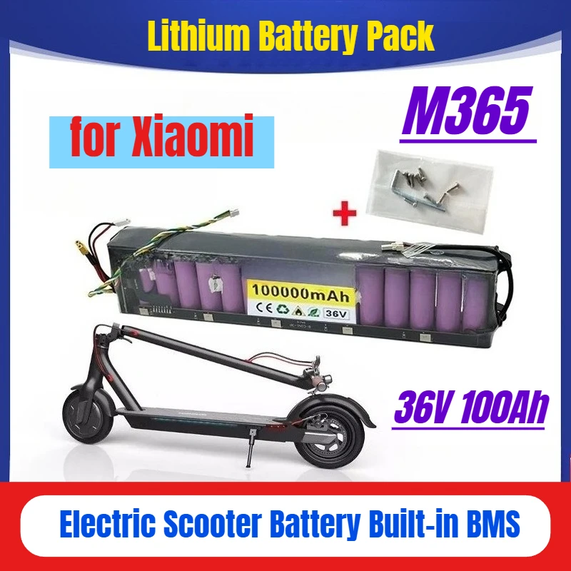 

36V 100Ah Lithium Battery Pack for Xiaomi M365 Electric Scooter Battery Built-in BMS