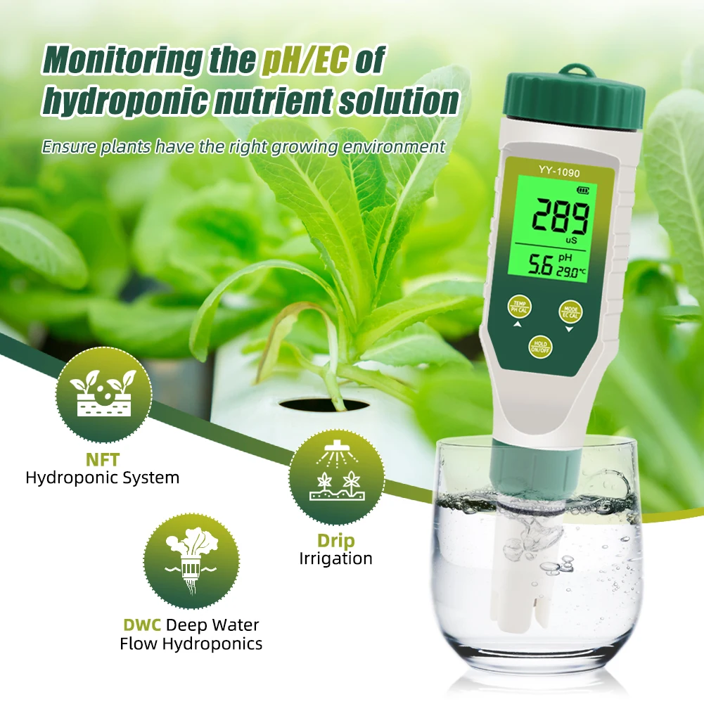 Yieryi 5 in 1 PH Meter Monito Digital TDS EC PH Salinity Temperature Water Quality Tester Detector for Aquarium Pool Hydrometer