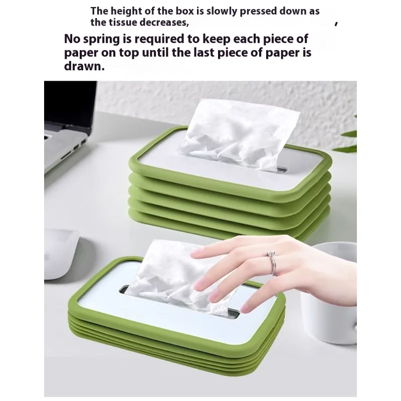

Foldable Expandable Tissue Box Holder for Living Room Bedroom Adjustable Desktop Organizer No Slip Paper Dispenser