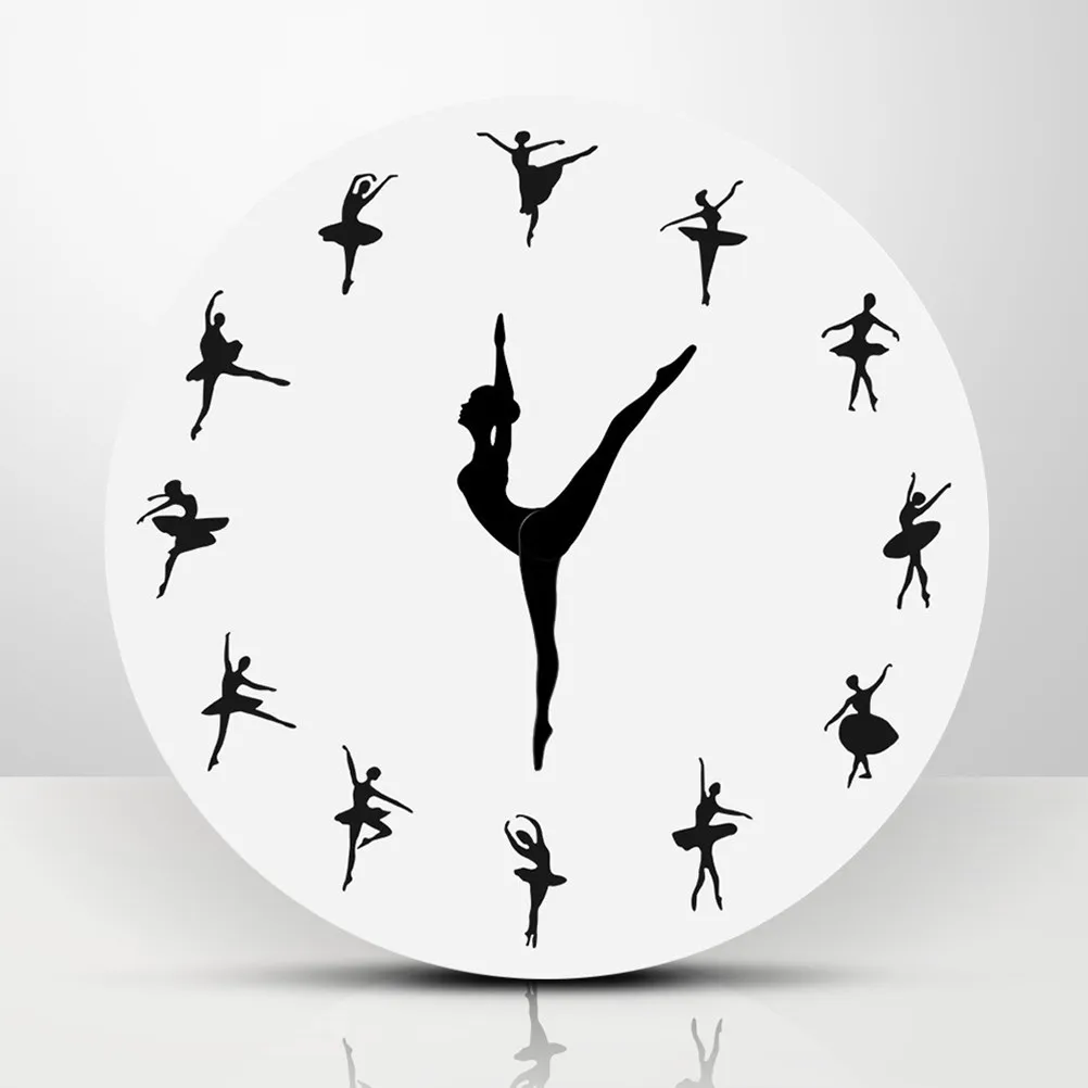 1Piece Large Ballerina Wall Clock Super Mute Movement Ballet Dancer As Hour Minute Hands Home Wall Watch Living Room Decor