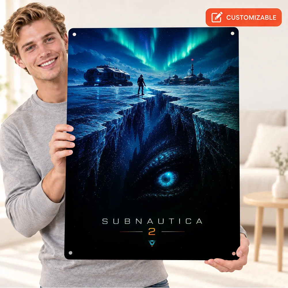 Subnautica 2 Frozen Ocean Aluminum Poster Personalized Metal Sign Arctic Fantasy Wall Art For Games Lounge Player Birthday Gift