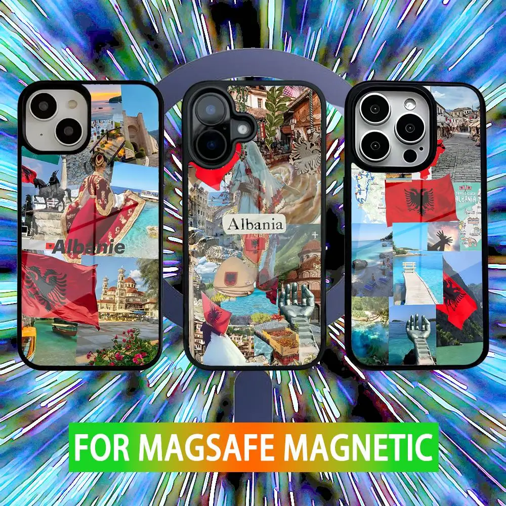 

Albania Flag Vibes Phone Case For iPhone 16,15,14,13,12,11,Pro,Max,Plus,Mini,SE New Magsafe Magnetic Wireless Charging