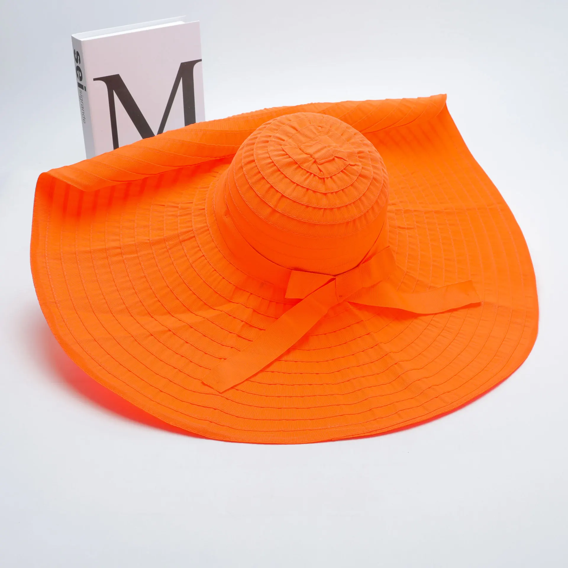 2025 Large Wide-Brimmed Collapsible Ladies Sun Hat Beach Holiday Rolled Hat Bow Wide-Brimmed Outdoor Sun Hat Sunscreen Hat
