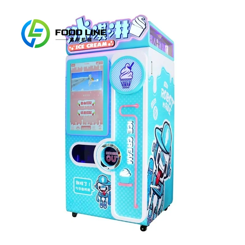 Máquina expendedora de helados en efectivo, máquina expendedora de helados al vacío con brazo robótico, máquina expendedora personalizada, máquina de helados