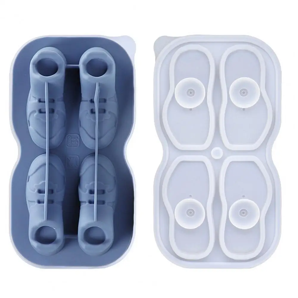 

Creative Ice Cube Tray Food Grade Silicone Mold with Lid Easy Release Non-stick Shoe Shape Ice Cubes Maker for Home Bar