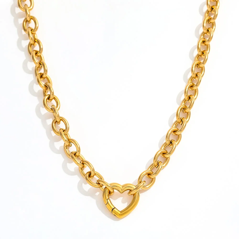 مجوهرات Joolim بالجملة مقاومة للماء ولا تتلاشى موضة متعددة الاستخدامات مكتنزة الحب القلب مشبك قلادة من الفولاذ المقاوم للصدأ للمرأة