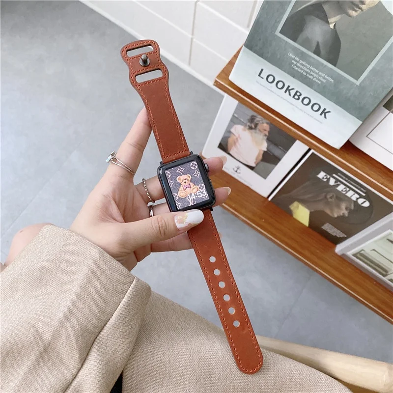New Design Vintage Genuine Leather Strap for Apple watch Series 7/se/6/5/4/3/2/1 (38mm 41mmm 42mm 44mm 45mm 40mm) design