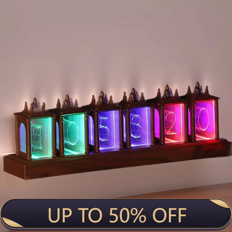 Glow Tube Table Clocks Diy Art Gift Clock Esports Tabletop RGB Retro Digital Clock Transparent Acrylic Decoration Timepiece