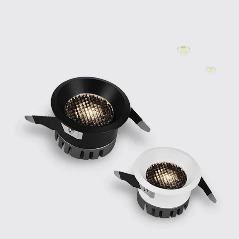 Dimmable LED COB Ceiling Recessed Downlight Honeycomb Anti Glare Aluminum Ultra Thin White Black Pic Background LED Spot Light