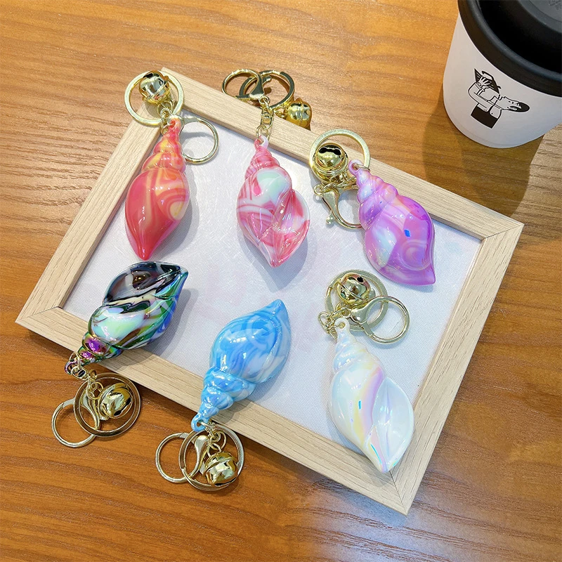 Conch Keyrings With Bell Keychain Beach Shells Pendant Exquisite Bag Key Ring Ornaments