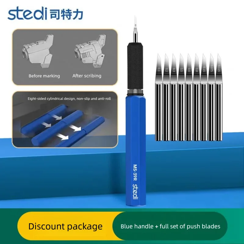 Stedi Blue Set Model Carving Chisel Push Knife Precision Scribe Line Scoring Knife For GD Hobby Model Making DIY Tools