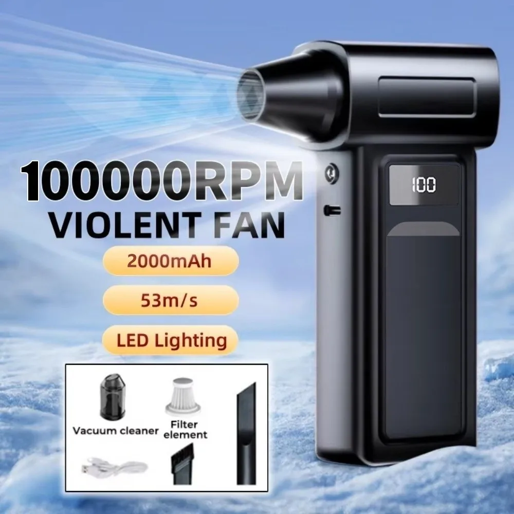 

New 100000RPM Blower Brushless Handheld Car Dryer Fan Dust Removal USB Rechargeable Ultra Fan Car Cleaning