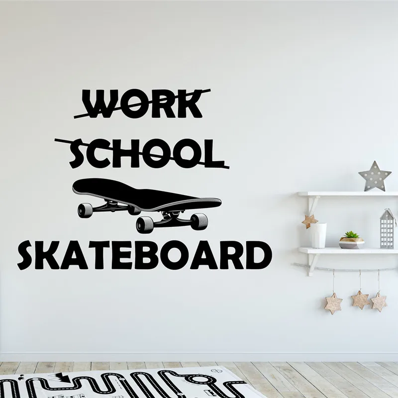 Skateboard Wall Stickers Extreme Sports Urban Parkour Teen Boys Room Bedroom Decoration Decals Gifts for Children  YD27