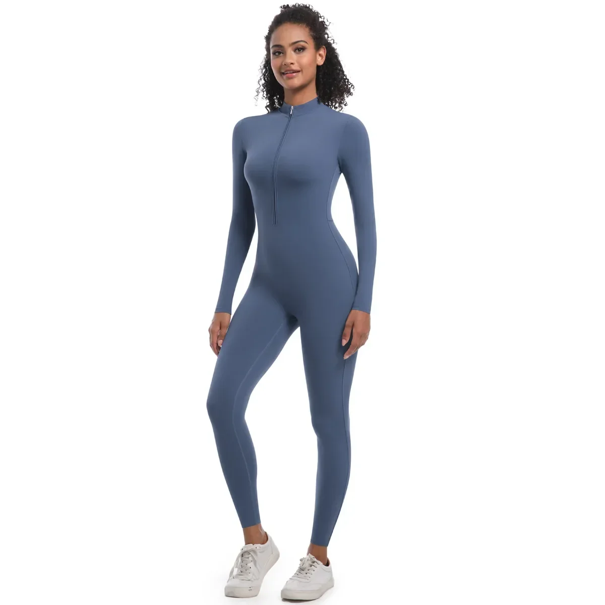 

Long Sleeve Yoga One Piece Sporty Jumpsuit Woman Zipper Training Bodysuits Sports Suit for Fitness Overalls Women's Sports Kit