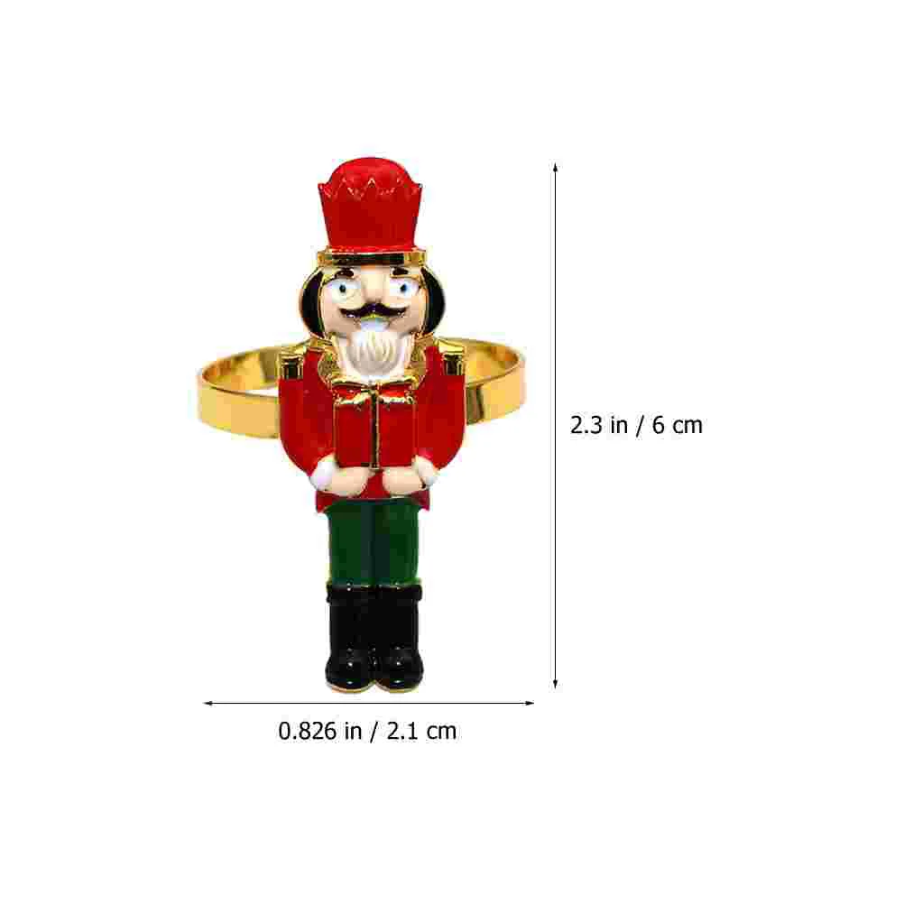 Nutcracker Napkin Holder Outdoor Decorations Shape Rings Xmas Colorful Alloy Man