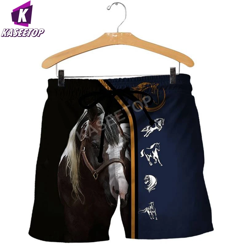 Summer Beautiful Horse 3D Print Casual Shorts Men Beach Breathable Quick Dry Loose Shorts Men Short Pants Couple Unisex Shorts