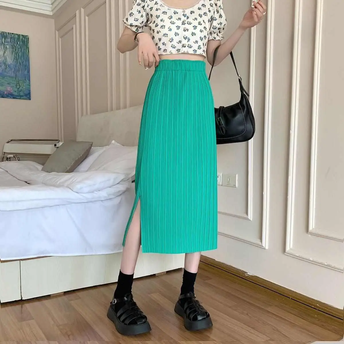 

Split half length skirt for women in summer design, niche one step skirt, 2022 new A-line skirt, high waisted