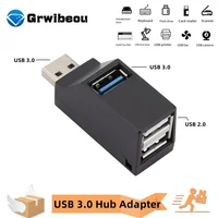 USB multipuerto Hub USB 3,0 HUB adaptador extensor Mini caja divisora 1 a 3 puertos USB 2,0 de alta velocidad para PC portátil lector de tarjetas de disco