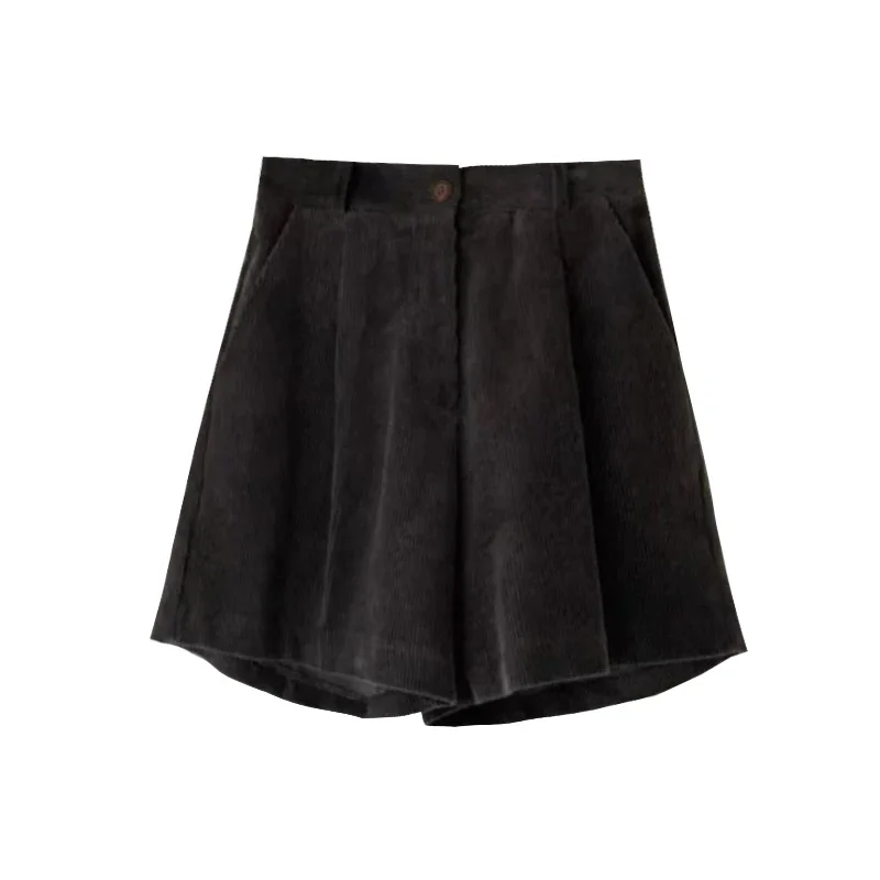 Korean Sle High Waist Corduroy Short Pants Casual Trousers Women's Versatile Wide Leg Pants Autumn Winter Fashion