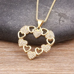 Nidin Romantic Heart Love Pendant Necklace for Women Choker Long Chains Neck Gold Plated Collar Lovers Gift Boho Party Jewelry