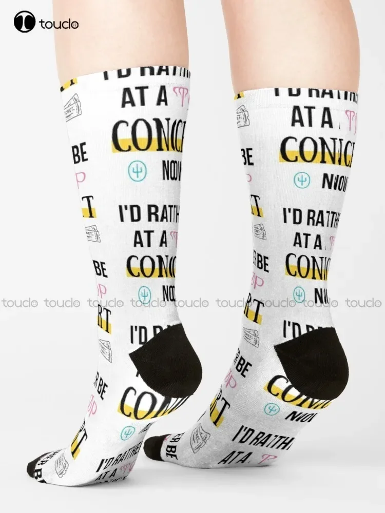 Id Rather Be At A Top Concert Now Socks Yellow Socks Christmas Gift Unisex Adult Teen Youth Socks Custom 360° Digital Print