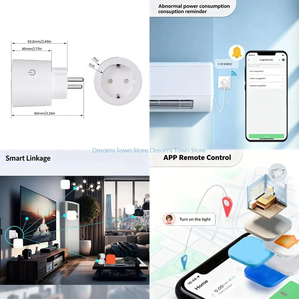 HX6A 16A Heavy Duty WiFi Socket Timer Outlet European Power Monitoring Electrical Socket Energy Monitoring Support For Household