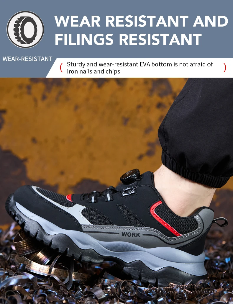Indestructible Steel Toe Work Shoes for Men Rotating Button Safety Shoes Lightweight Construction Work Safety Shoes