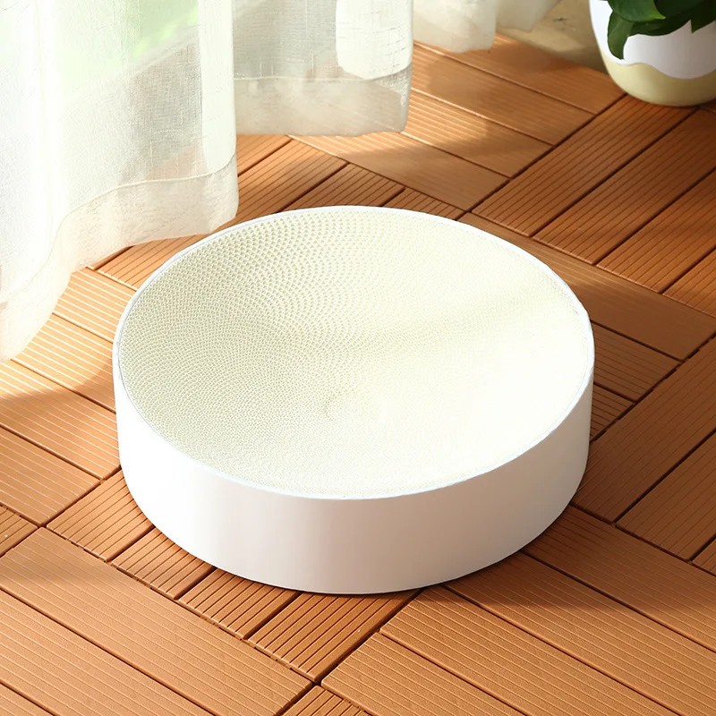 Round White Corrugated Paper Scratch Resistant Bed Compass Round Board Pet Toy In Stock Cat Scratching Bowl