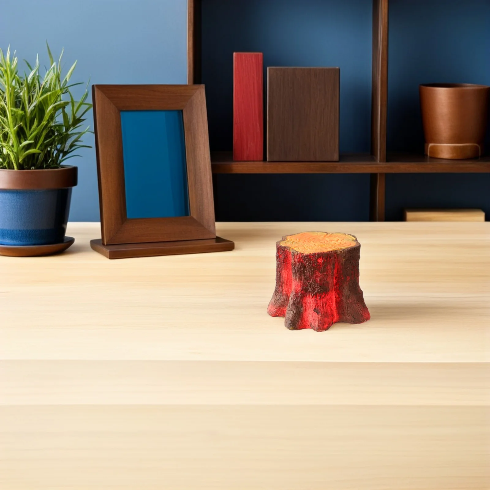 

USB LED Resin Tree Stump Night Light 1.5W Faux Wood Log Lamp Tabletop Fireplace Light Christmas Halloween Decoration