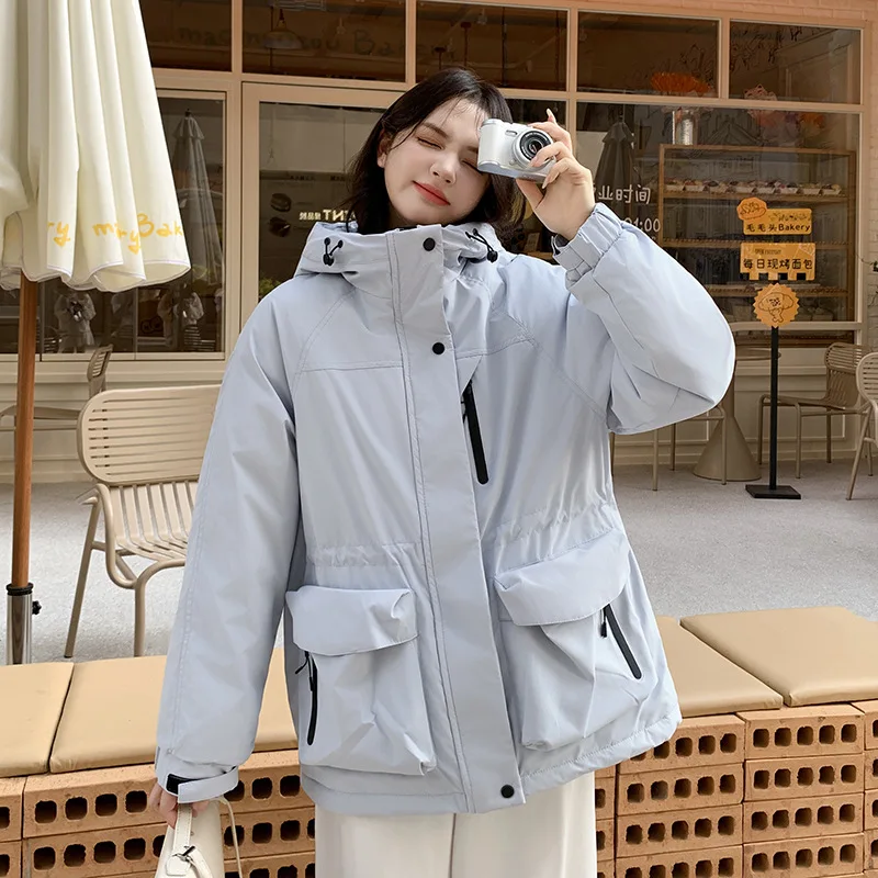 Tooling Jacket Waist Hooded Down Cotton Clothes Women's 2026 Winter New Windproof Parkas Female Thick Warm Long Coat Jackets