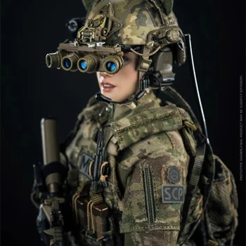 VERYCOOL VCF-2063 여성 모바일 작업 군인 포스 알파-9 전술 헬멧, 4 눈 야간 투시경 전화 통신 모델, 1/6 