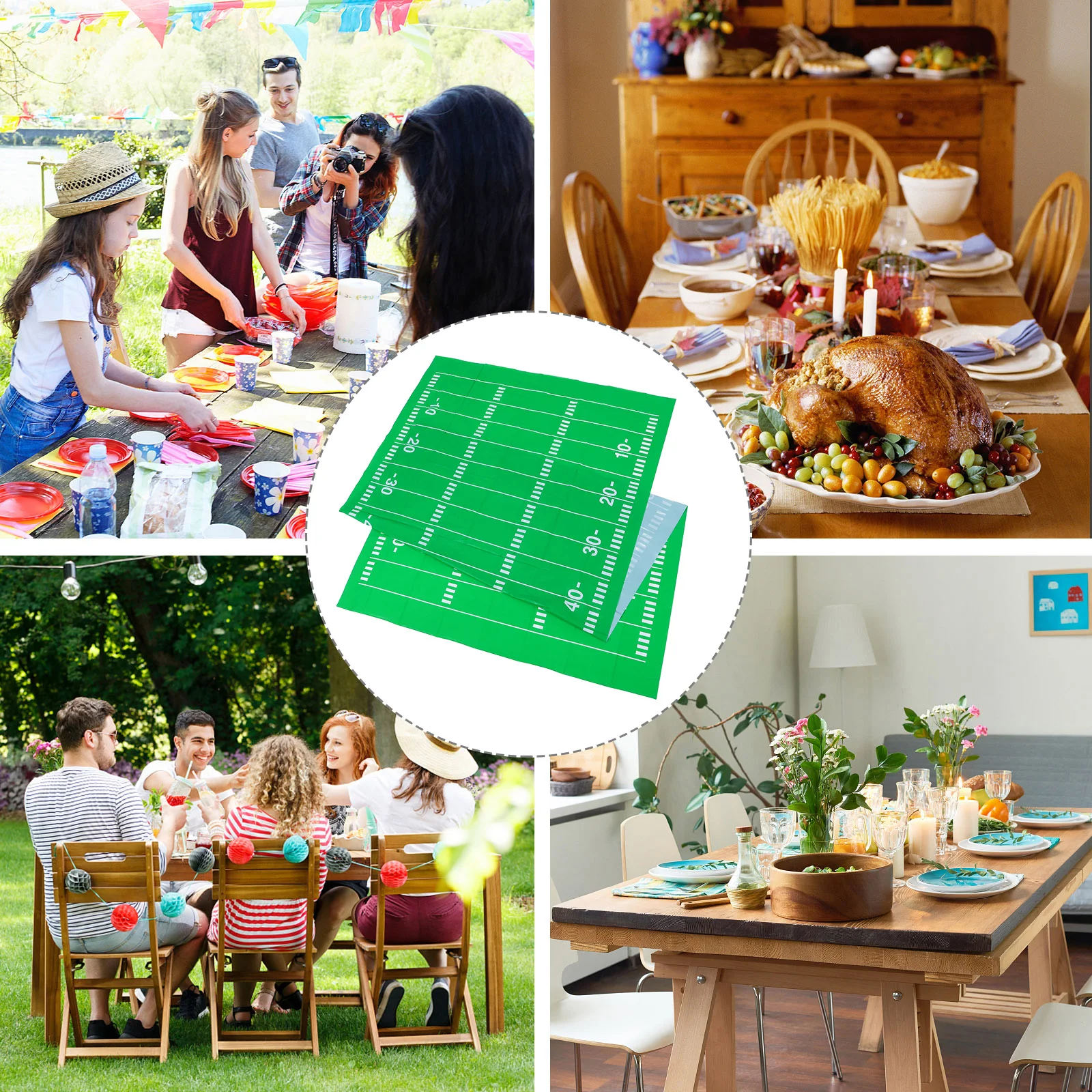 

Waterproof Party Tablecloth Football Rugby Theme Game Day Birthday Indoor Outdoor Sports Decoration 137x274cm