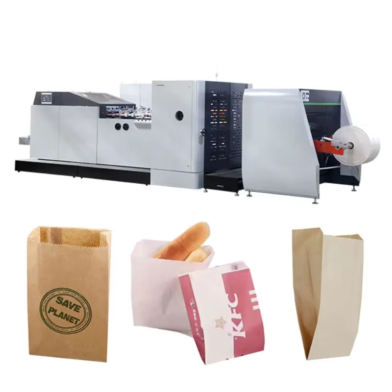 Food Packaging Automatic Counting 50-600 Pcs/min Flat Bottom Kraft Paper Bag Machine