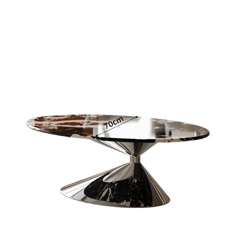 

Luxury stone coffee table wabi sand wind retro marble round flying saucer coffee table household size apartment light luxury hig