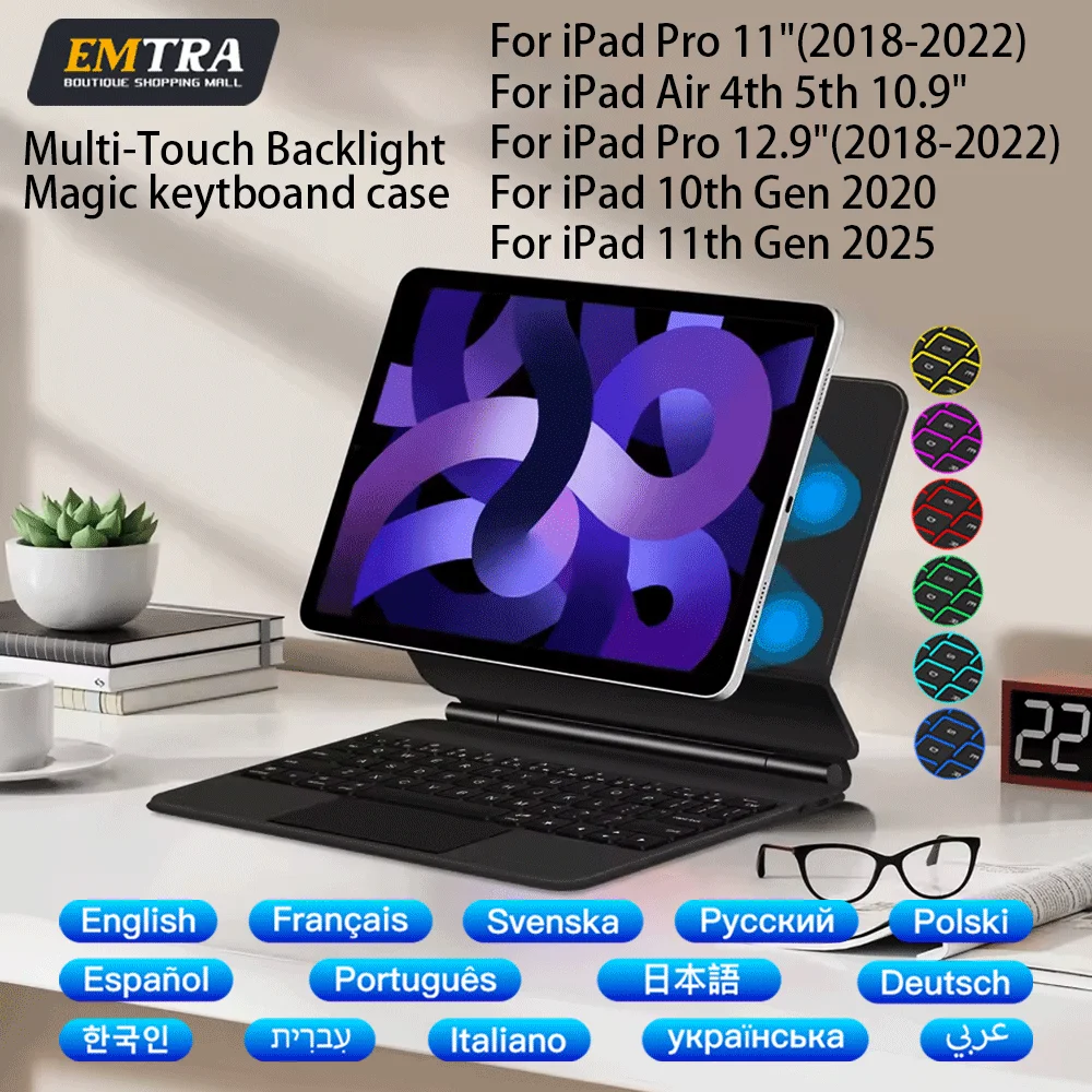 

Magic Keyboard for iPad 13 10.9 11 12.9 inch Bluetooth Wireless Keyboard for iPad Pro 11 Air 4 Air 5 6th 5th Backlit Smart Case
