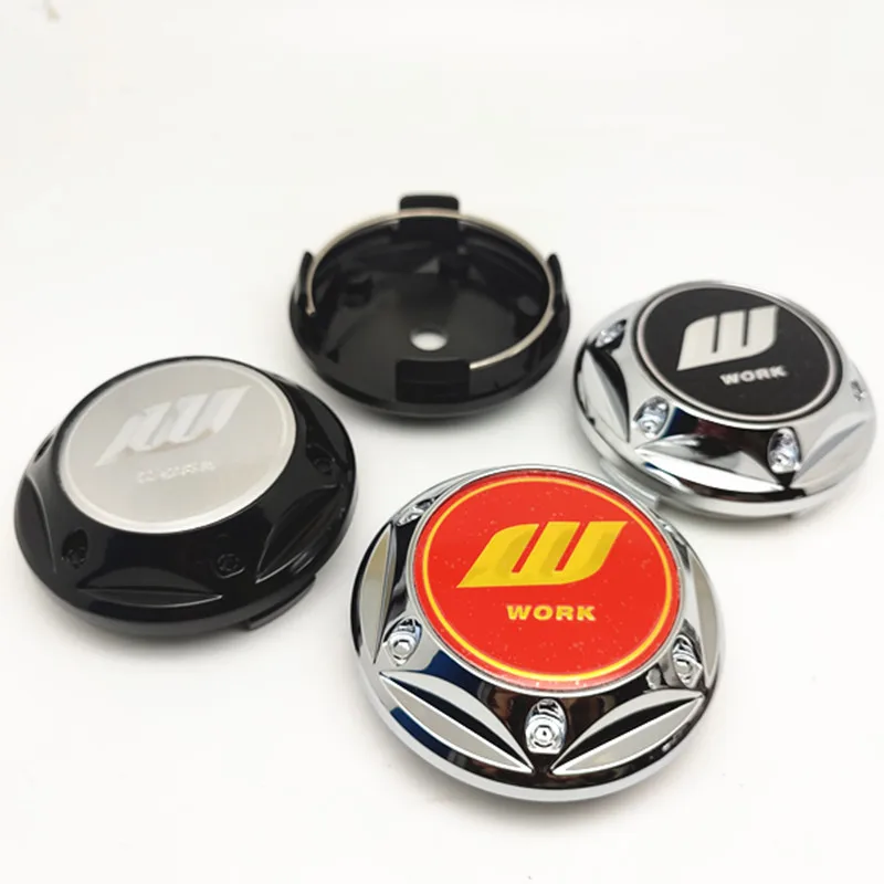 4pcs 68mm W Work Wheel Center Caps Hub Cover Car Styling Auto Rims Dustproof Hubcaps Emblem Badge