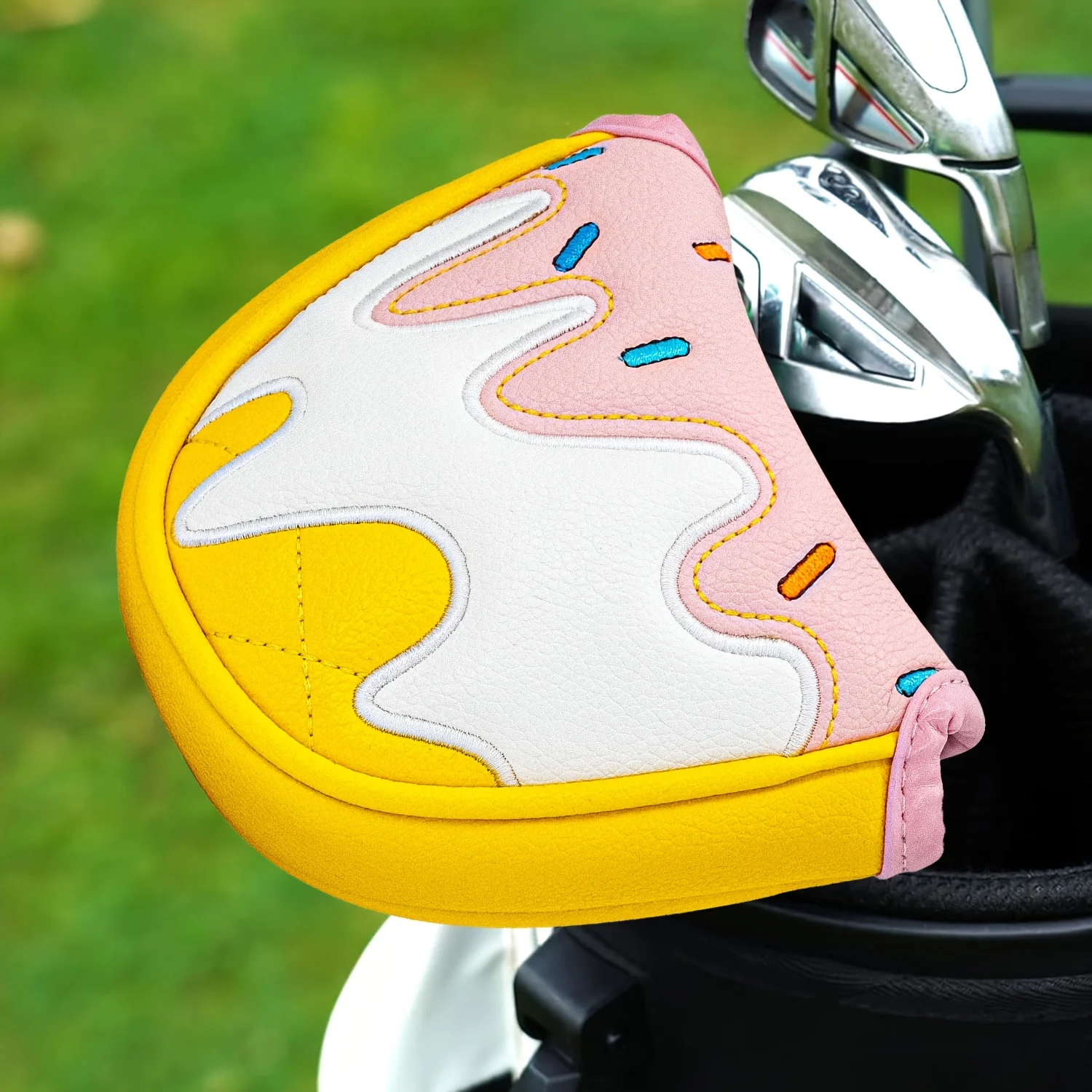 1pc Cute Ice Cream Golf Mallet Putter Cover, Magnetic Closure Half-Mallet Putter Headcover, Stylish PU Golf Club Protector image 4
