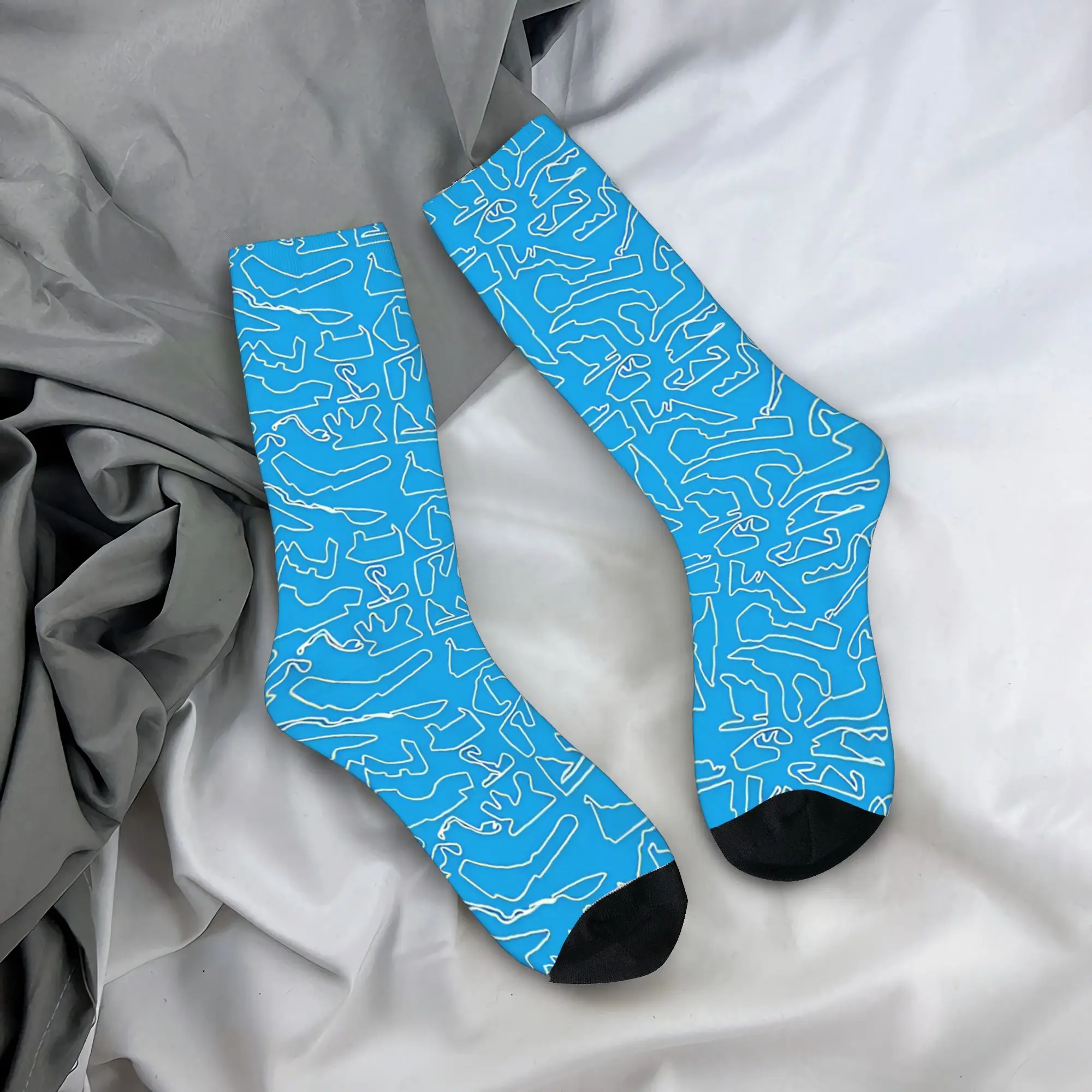 Tracks Blue  Stockings Unisex Men  Socks Quality Funny Socks Spring Running Sports Non Skid Custom Socks Gift