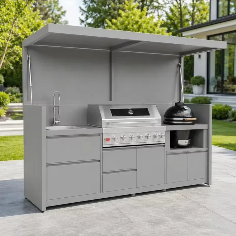 New Design Rustproof 304 Stainless Steel Folding Outdoor Kitchen Pod with Grill Station for Backyard Cooking