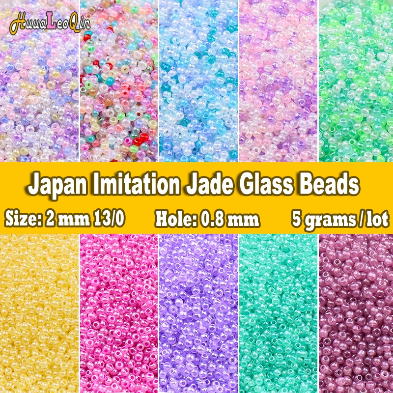 500pcs 2mm Japanese Imitation Jade Glass Beads 13/0 Loose Spacer Seed Beads for Needlework Jewelry Making DIY Necklace Sewing